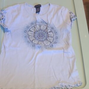 FANG White and Blue Mandala Short Sleeve Tee